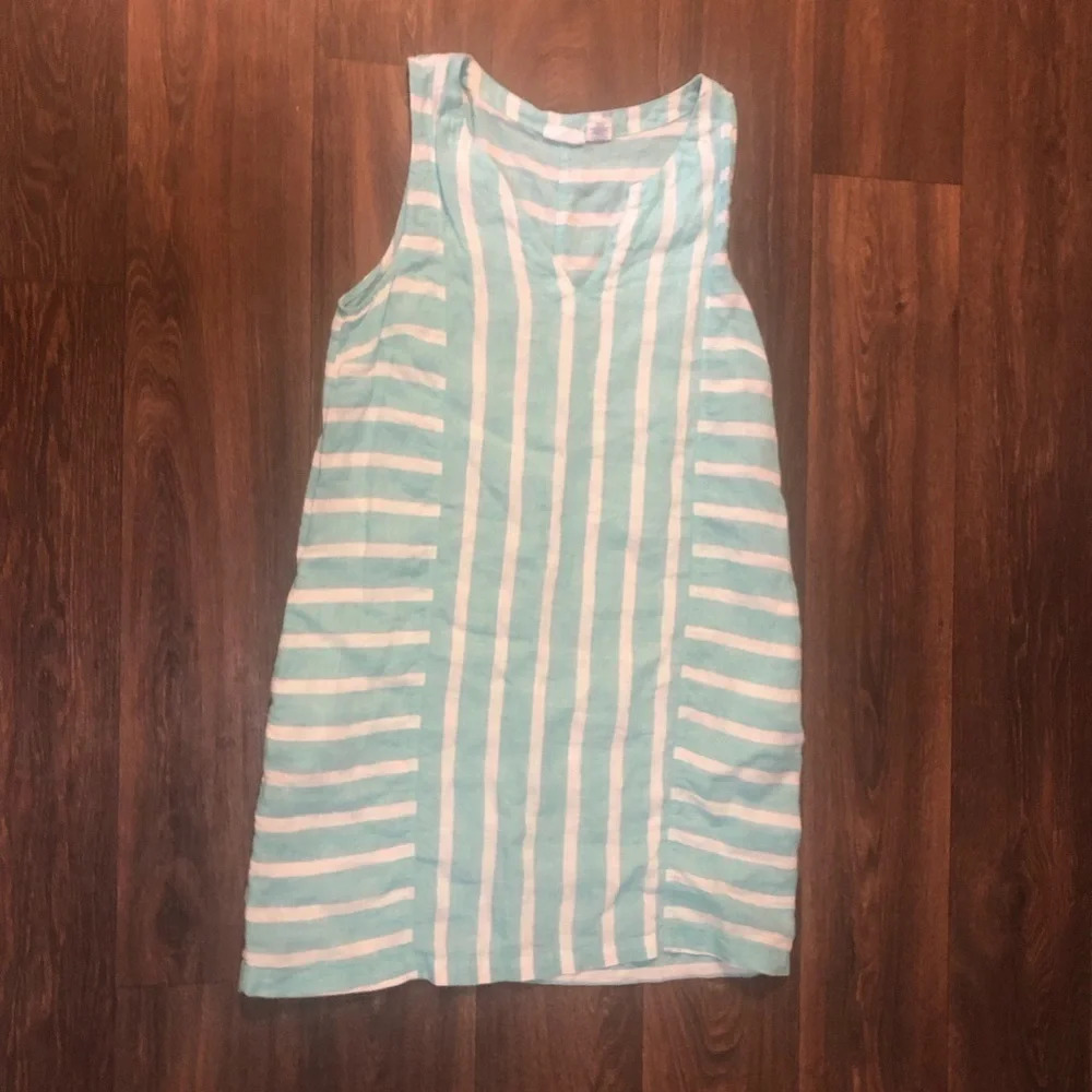 Sigrid Olsen Aqua and White Striped Dress